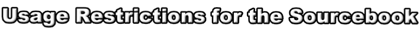 Usage Restrictions for the Sourcebook
